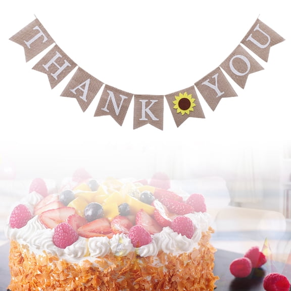 BESTYASH Thanksgiving Banner Sunflower Linen Burlap Garland with Special Thank You Letters for Party Ornament