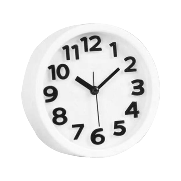 BESTYASH White Plastic Desktop Digital Clock Mute Bedside Clock for Home Use