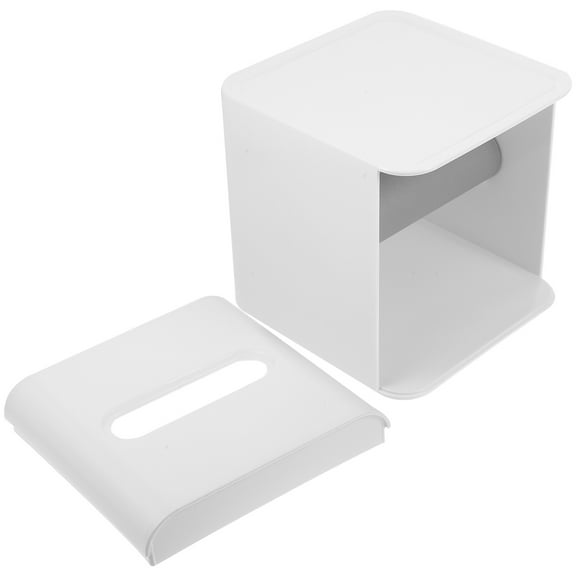 BESTYASH Roll Tissue Box for Desktop Napkin Storage White Design