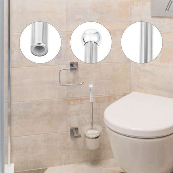 BESTYASH Stainless Steel Toilet Brush Handle, Plated Bathroom Cleaning Brush Pole Replacement for Home Restroom Use