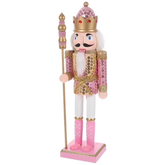 BESTYASH Traditional Pink Wooden Nutcracker Statue for Christmas Holiday Display