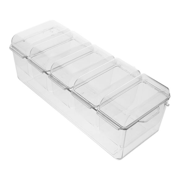 BESTYASH Clear Plastic Chilled Condiment Server with Lid, Multi-Use Serving Tray for Home Kitchen Organization