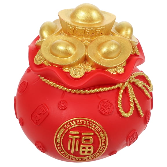 BESTYASH Lucky Money Bag Decoration Red Resin Storage Holder for Children's Room 1 Piece