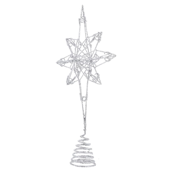 BESTYASH Silver Iron Star Tree Topper 1 Pack - Festive Holiday Decoration for Family Gatherings and Christmas Trees