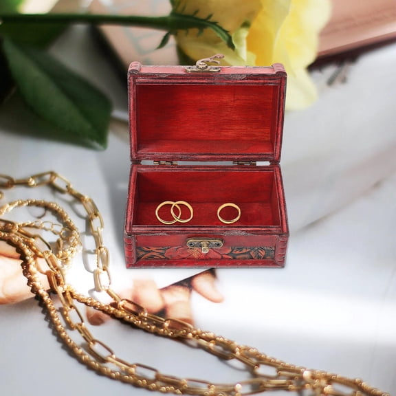 BESTYASH Trinket Chest Decorative Storage Box Vintage Wood 1Pack