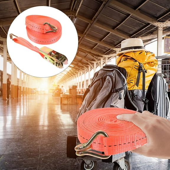 BESTYASH Truck Straps Tie Down Strap Orange Polyester Bundling Vehicle Cargo Securing 1 Set