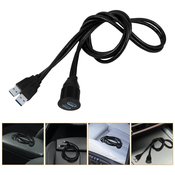 BESTYASH USB 3.0 Flush Mount Port for Car Black Panel Extension High Speed Data Transfer Cable