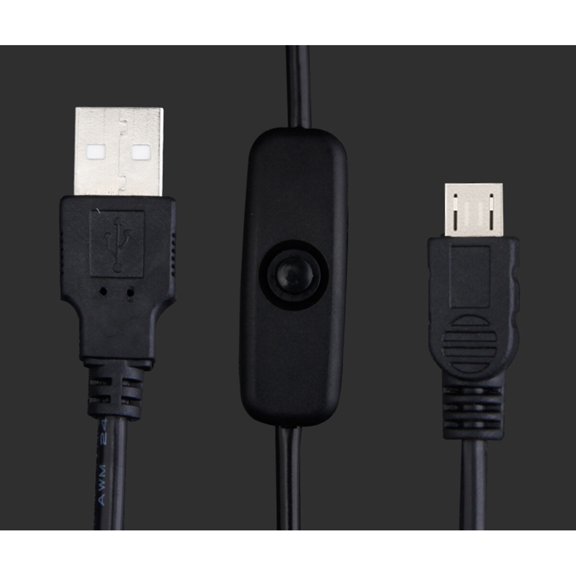 BESTYASH USB Cable with Power on Off Button for Charging Use Compatible with Raspberry Pi Black