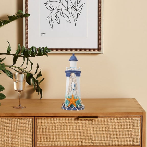 BESTYASH Unique Lighthouse Wooden Lighthouse Figurine Nautical Tabletop Decor Bedroom 1Pack