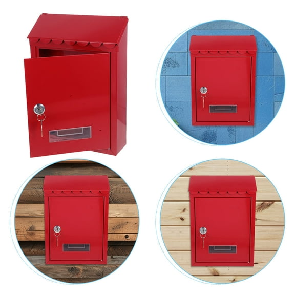 BESTYASH Red Lockable Mailbox Tinplate Design for Home and Outdoor Use, 1 Set, and Weather-Resistant