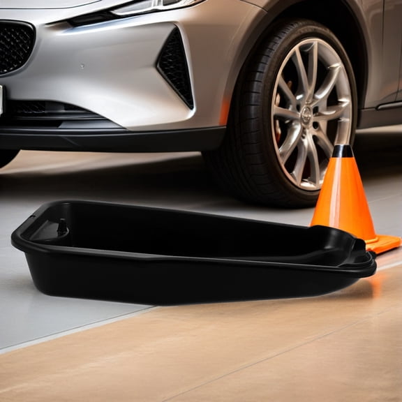 BESTYASH Heavy Duty Oil Drain Tray for Automotive Use Portable Black Plastic Oil Collection Pan