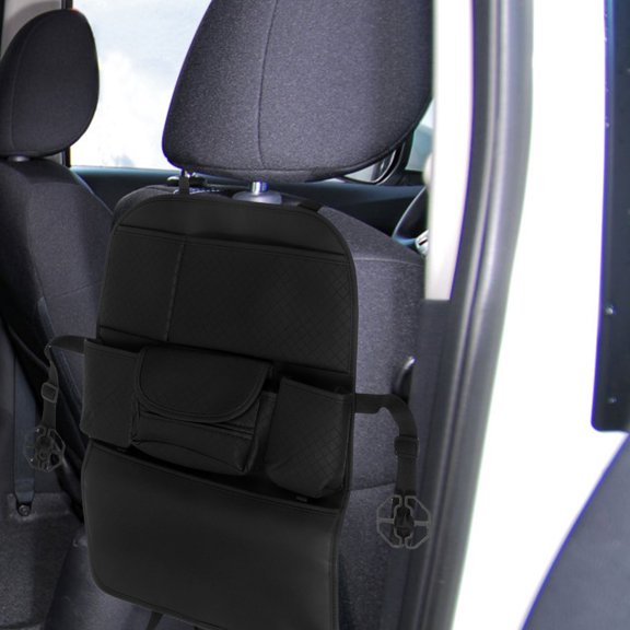 BESTYASH Universal Fit Car Backseat Organizer Black with Multi Compartments and Seat Protector