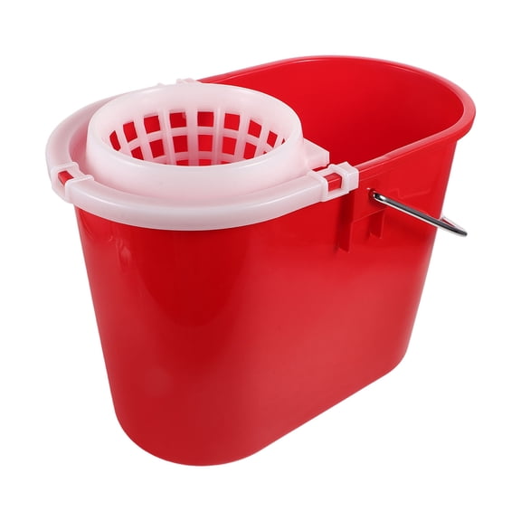 BESTYASH Plastic Mop Bucket with Handle Red Commercial Cleaning Bucket for Mop Attachment Large Use