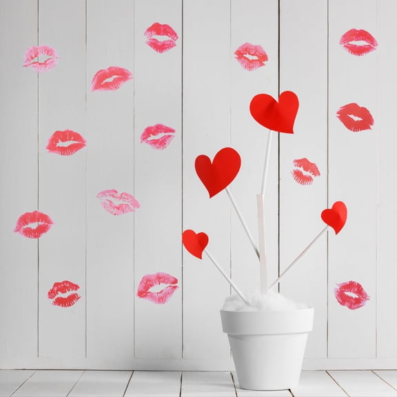 BESTYASH Valentine Lips Sticker Red Adhesive Wall Decal No Glue Home Party Decor