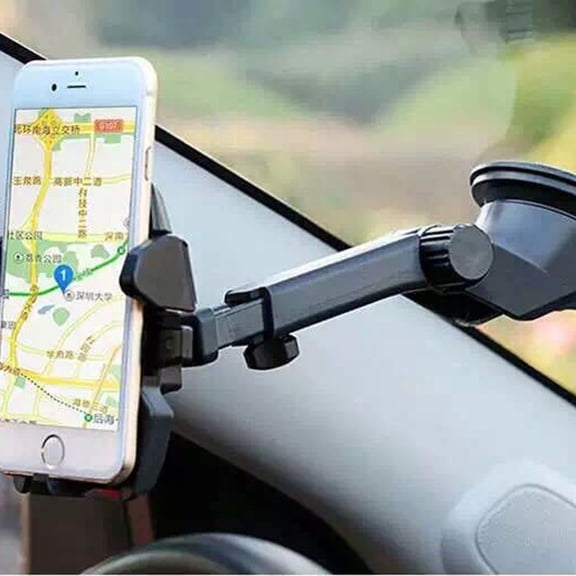 BESTYASH Car Phone Mount with Adjustable Arm and Powerful Cup for Dashboard & Windshield, Black