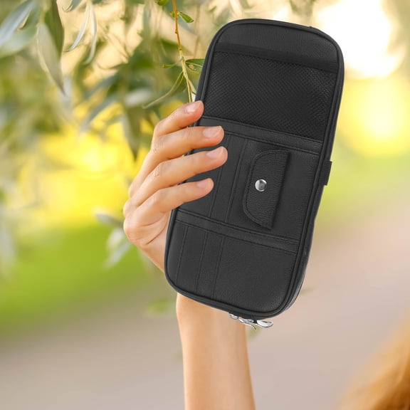 BESTYASH Vehicle Sun Visor Organizer Black Storage Pouch for Driver Documents and Cards