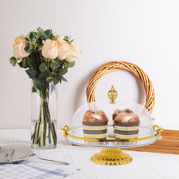 BESTYASH Footed Fruit Tray with Transparent Cover Large Capacity for Snacks and Desserts