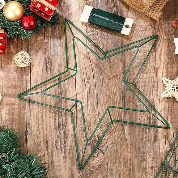 BESTYASH Green Metal Wire Star Wreath Frame for Wall, Door, Window - Versatile Holiday and Seasonal Decor