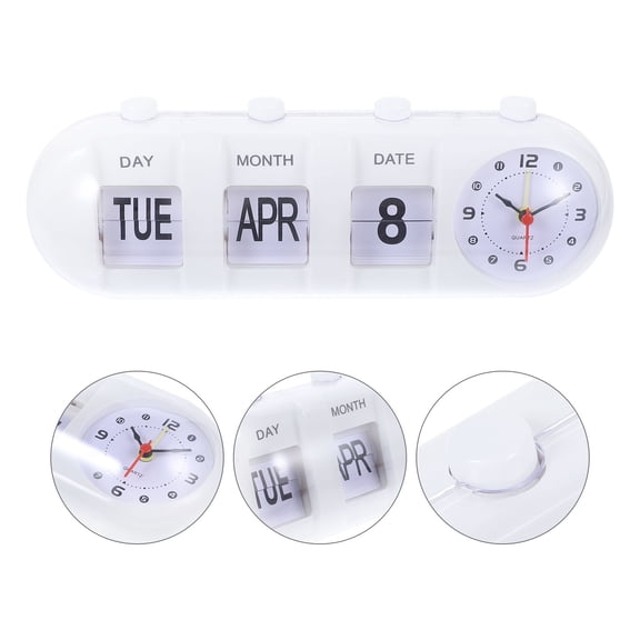 BESTYASH Vintage Flip Clock Manual Flipping Date Display White Plastic 1Pcs for Adults