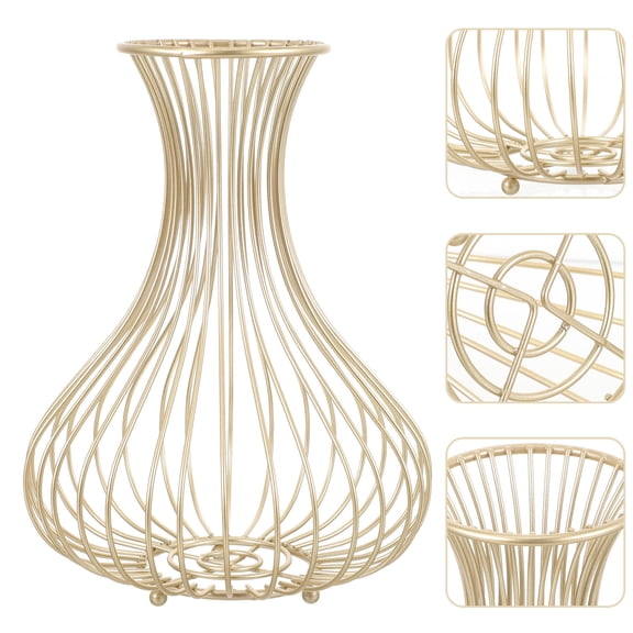 BESTYASH Vintage Style Golden Wine Cork Display Basket Metal Organizer for Home Decoration