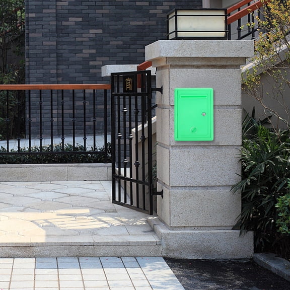 BESTYASH Wall Mounted Lock Box with Slot Green Metal and Plastic Document Collection Box for Daily Use