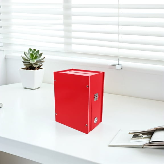 BESTYASH Red Ballot Box with Lock, Wall Mounted or Freestanding, Secure Voting and Donation Collection Box