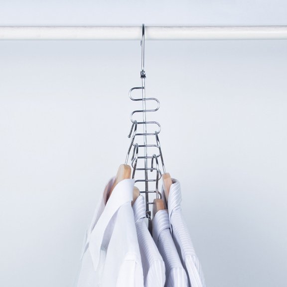 BESTYASH Wardrobe Storage Rack Silver Multi-Hole Hanger for Tidy Closet Clothes