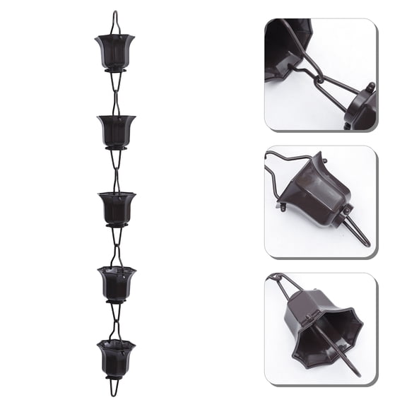 BESTYASH Aluminum Alloy Water Cup Decoration Chain for Gutters, Coffee Color, 1 Pack