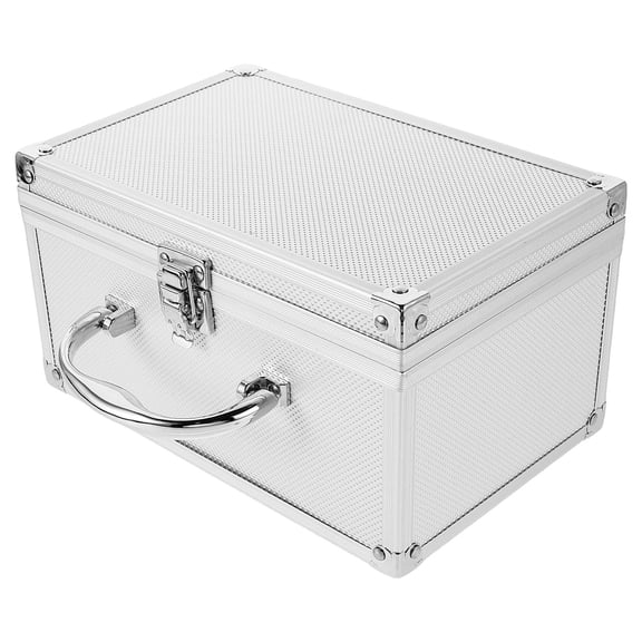 BESTYASH Aluminum Alloy Flat Tool Box Portable Storage Organizer Plated Silver Durable Case
