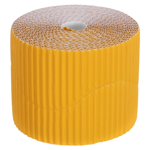 BESTYASH Sturdy Wave Designed Yellow Paper Roll for DIY Bulletin Board Borders