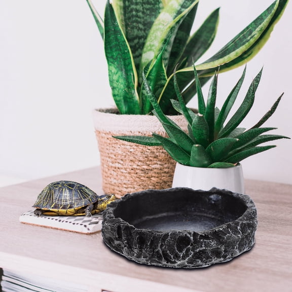 BESTYASH Wear Resistant Black Reptile Dish Convenient Water Bowl Safe for Lizard and Horned Frogs