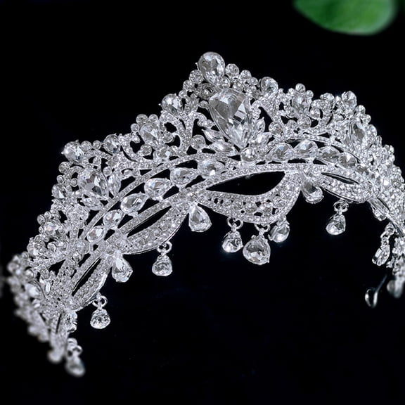 BESTYASH Wedding Crown for Bride Plated Silver Rhinestone Encrusted Bridal Headpiece with Durable Zinc Alloy