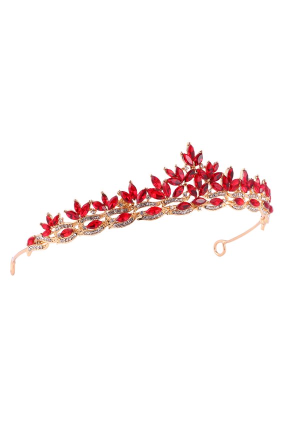 Wedding Hair Band Crown Headdress Red Alloy for Women 1Pack