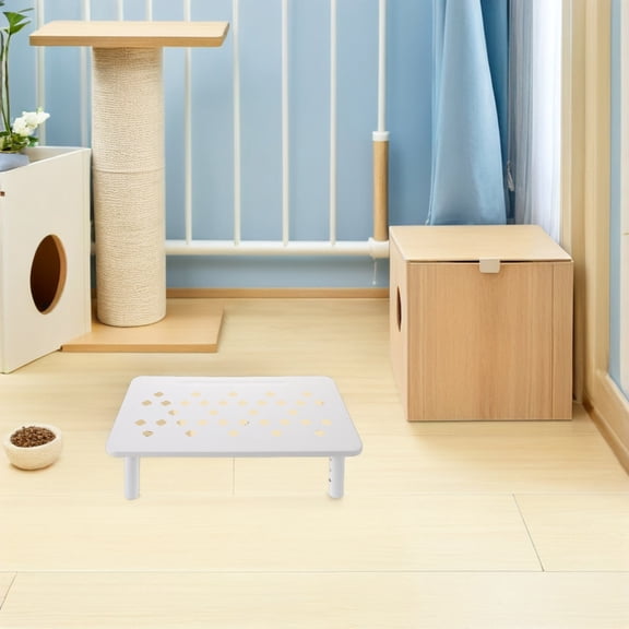 BESTYASH White Adjustable Cat Feeding Table with Raised Bowl Stand for Comfortable Pet Posture and Easy Cleaning
