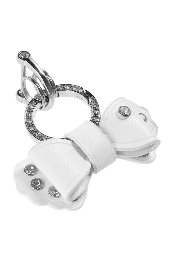 White Bowknot Keychain with Stylish Decorative Bow Pendant for Car Keys, Bags, Backpacks Accessory