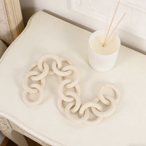 BESTYASH White Ceramic Round Ornament Chain for Rustic Home Decor and Coffee Table Decoration