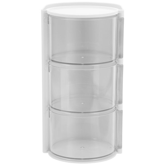 BESTYASH White Plastic Makeup Organizer Rotating Vanity Table Storage