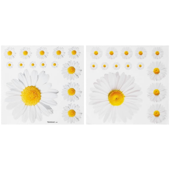 BESTYASH White Daisy Wall Sticker Self Adhesive for Home Decor and Smooth Surfaces