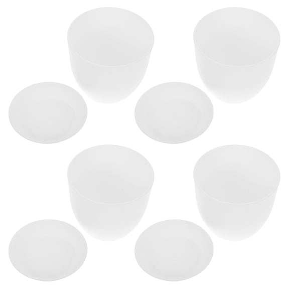 BESTYASH 1Set White PP Plant Pot with Saucer Stylish Indoor Flower Planter