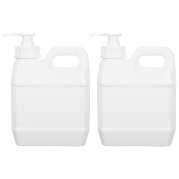 BESTYASH Set of 2 White HDPE Pump Bottles 1L Each, Reusable Storage Containers with Large Sealable Openings