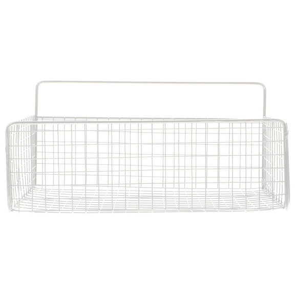 BESTYASH White Iron Over-the-Door Cabinet Basket Organizer for Versatile Storage and Clutter Control 11.5 x 3.5 x 6.5 Inches