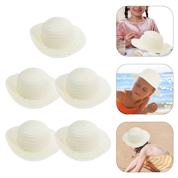 BESTYASH White Mini Straw Hat for Pet Wearing and DIY Crafts Decoration, Woven Accessory for Home Decor and Photo Activities, Size Small