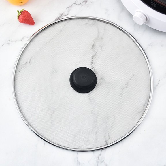 BESTYASH White Pan Cover for Frying with Insulated Handle Grease Splatter Guard for Kitchen