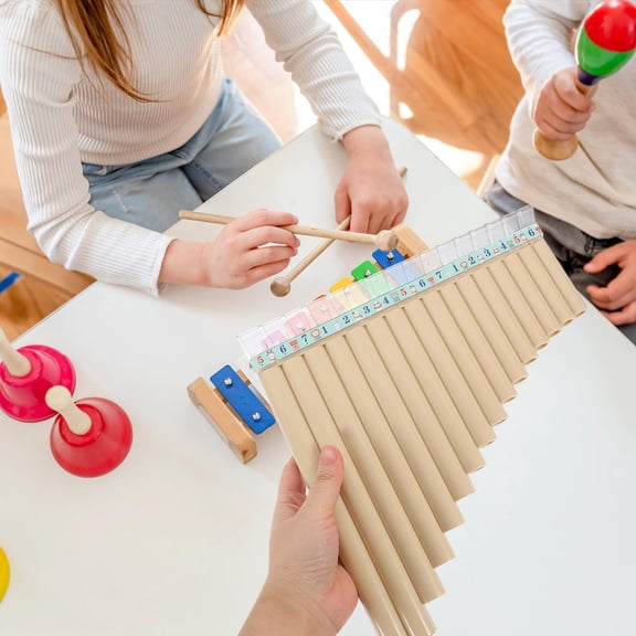 BESTYASH White Portable Pan Flute Panpipes Musical Instrument for Students