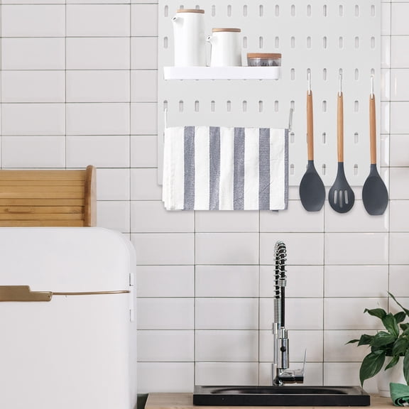 BESTYASH White Plastic Pegboard Wall Panels Large for Garage Organization Easy Adjustable Storage