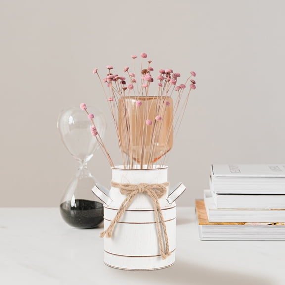 BESTYASH White Retro Vintage Galvanized Iron Flower Pot Rustic Planter for Indoor and Outdoor Decoration