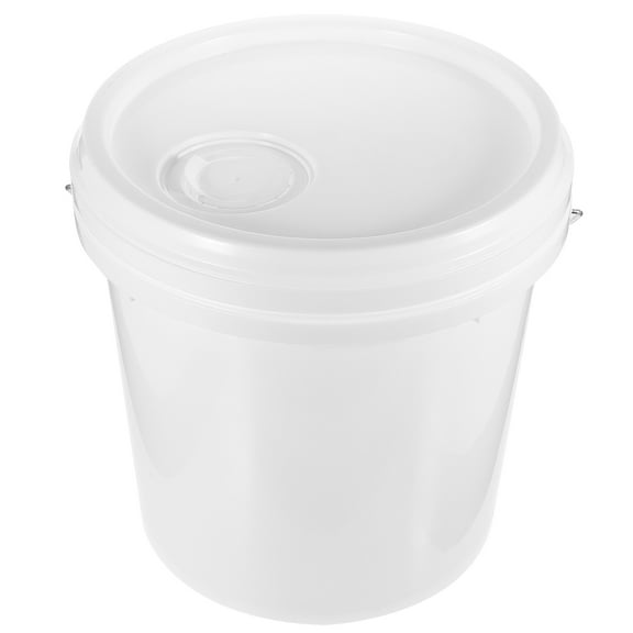 BESTYASH White Round Paint Storage Bucket with Lid and Iron Handle, Container for Easy Carrying and Organization