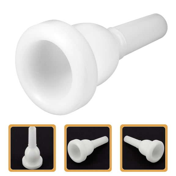 BESTYASH White Plastic Tuba Mouthpiece Replacement with Side Key for Enhanced Bass and Clear Sound