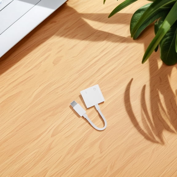 BESTYASH White Type-C to 3.5mm Audio Jack Adapter with Charging Port for Dual Headphone and Device Connection