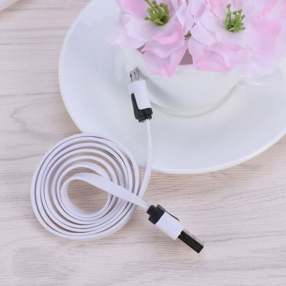 BESTYASH White USB Cable Flat Charging Cord Heavy Duty Data Cable for Fast Charging Use
